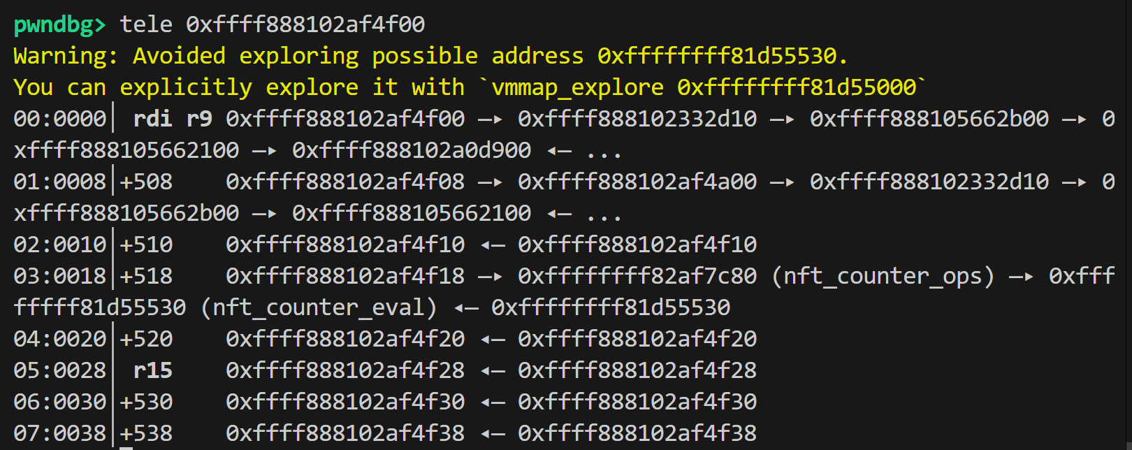 泄露出 nft_counter_ops 地址