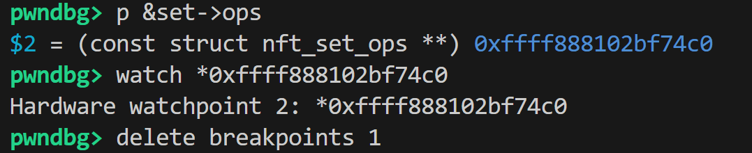 设置硬件断点监控 ops